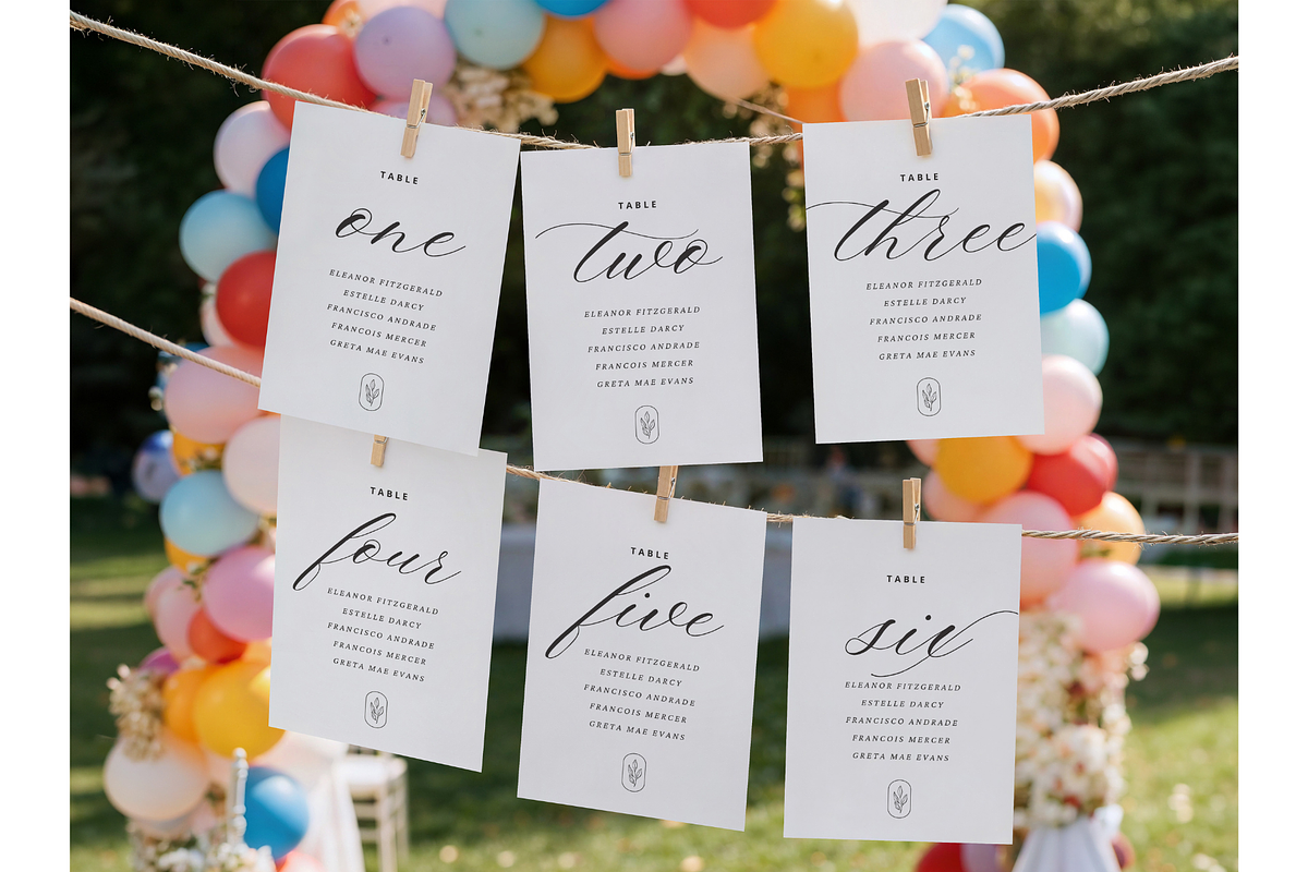 Hanging Seating Chart Cards Mockup, an Advertising Mockup by TatiMockup (Photo 4 of 4)