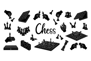 Solid black chess silhouettes with, an Education Illustration by GraphiShop