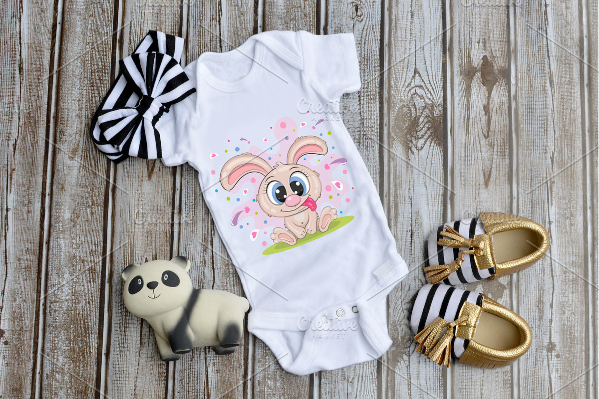 Сute cartoon rabbit. Tshirt, PNG., an Animal Illustration by KENO Mascots (Photo 4 of 4)