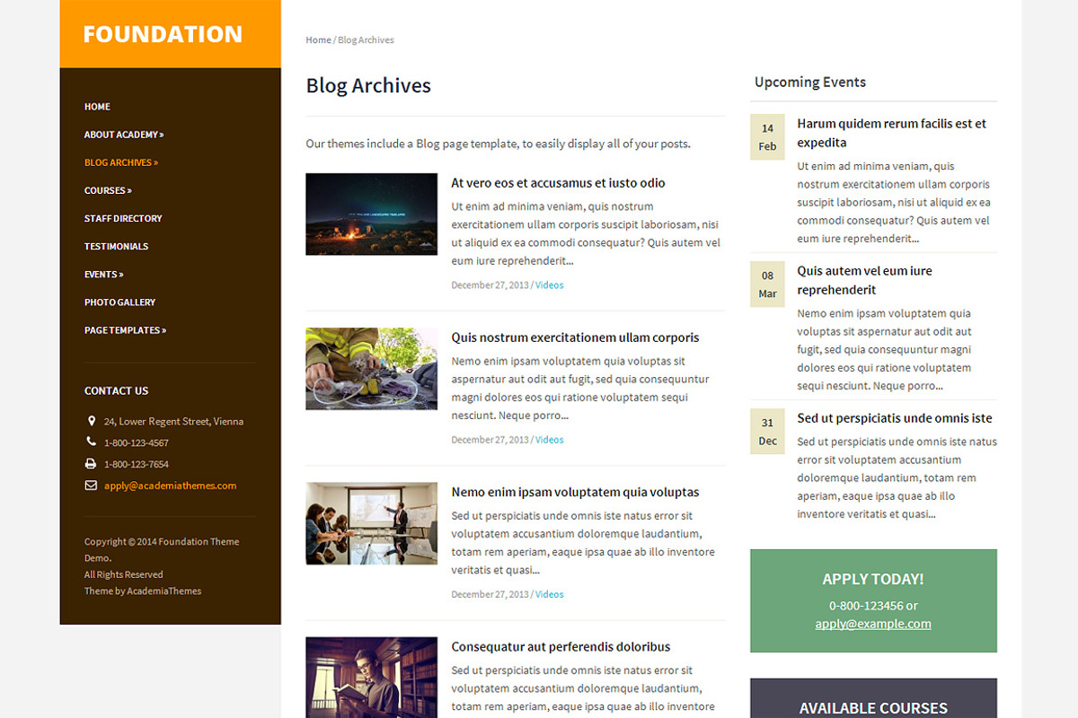 Foundation Theme, a WordPress Template by AcademiaThemes (Photo 2 of 4)