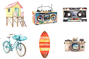 Watercolor Summer Vacation Clipart, an Illustration by Pixels.Craft (Thumbnail 5 of 6)