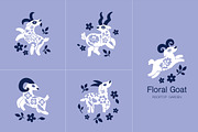 Folk Art Goats, an Animal Illustration by PenguinHouse (Thumbnail 2 of 9)