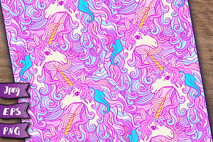 Unicorn Seamless Patterns Set 2