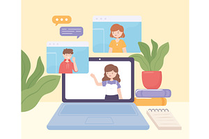 people video conference, a Person Illustration by studiogstock