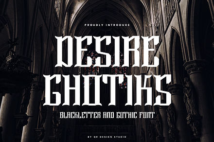 Desire Ghotiks - Blackletter Font, a Blackletter Font by QR Design Studio