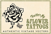 Retro Tattoos 12 Flower & Butterfly, an Education Illustration by Piddix Archives (Thumbnail 1 of 3)