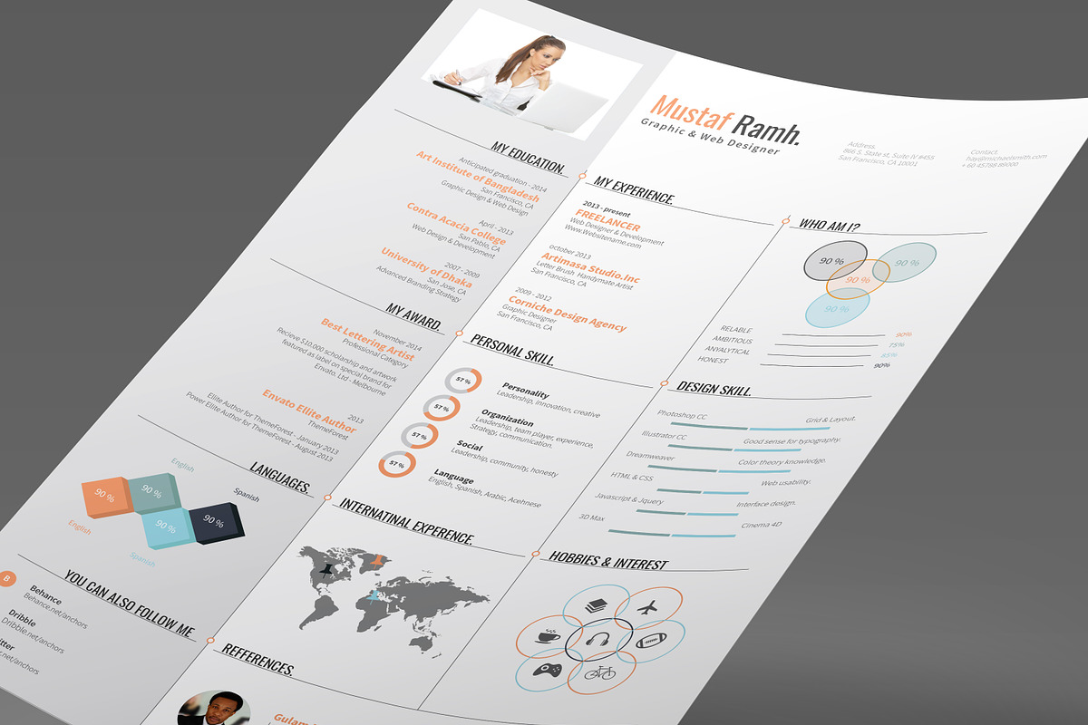  Infographic Resume 03, a Resume Template by DesignGhar Motiv 