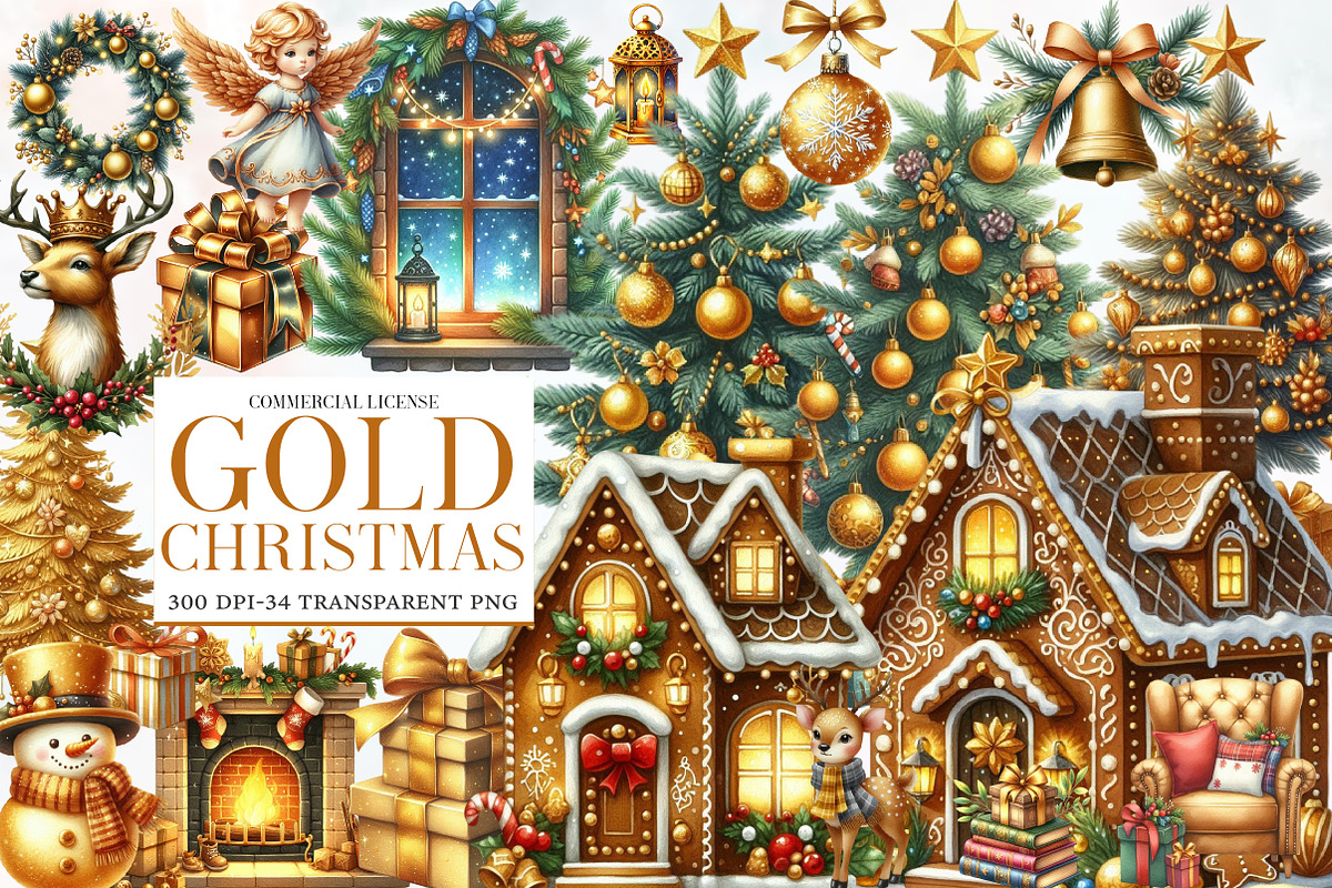 Gold Christmas Clipart, an Illustration by Designworld (Photo 1 of 5)