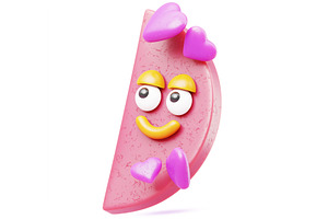 Red semicircle 3d character with, a Characters & Person 3D Model by Marozhkastudio