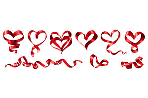 Ribbons heart shape. Satin silk red, an Object Illustration by Stock-Smart-Start