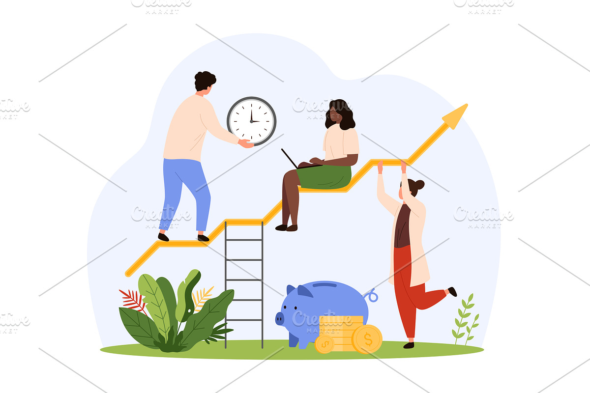Success productivity & finance plan, a Person Illustration by Flashvector