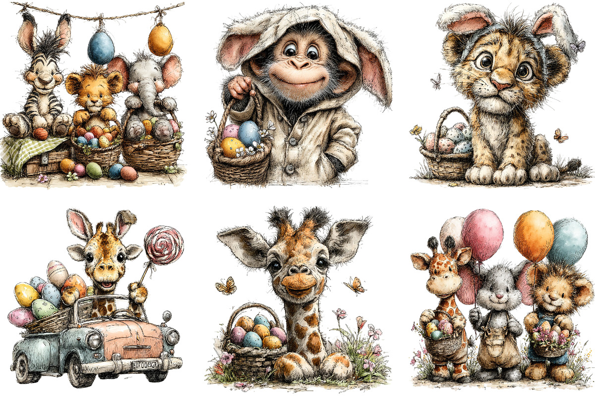 Watercolor Safari Easter Animals Cli, an Illustration by Sublimation Artist (Photo 6 of 7)