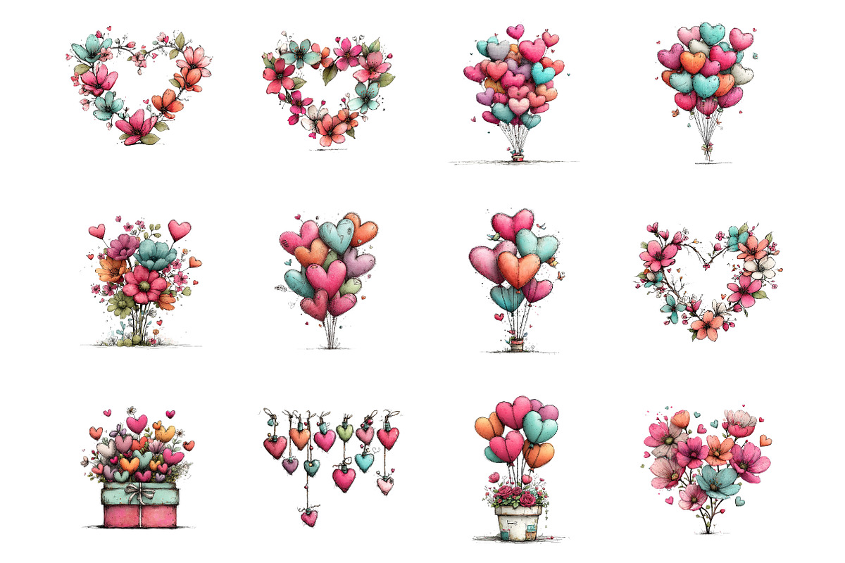 valentines day love clipart, an Illustration by SinaCreation (Photo 2 of 10)