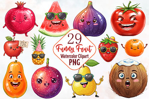 Funny Fruit Clipart Bundle, an Illustration by RobertsArt