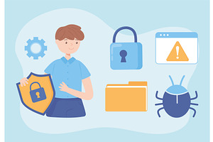 icons man cyber security, a Technology Illustration by studiogstock