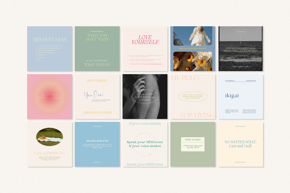Self-Care Quotes CANVA IG Templates, a Social Media Template by Oksafox (Photo 14 of 17)