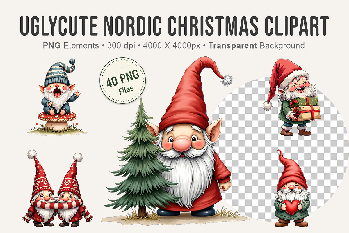 UglyCute Nordic Christmas Clipart, an Illustration by Artnoy (Photo 1 of 8)