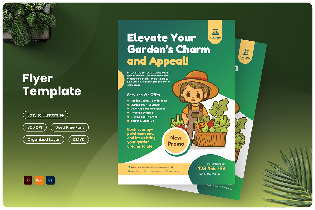 Illustration Gardening Service Flyer, a Flyer Template by Annora Studio (Photo 1 of 5)