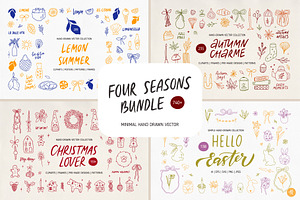 Four Seasons Line Art Bundle, a Seasonal Illustration by Alena Koval
