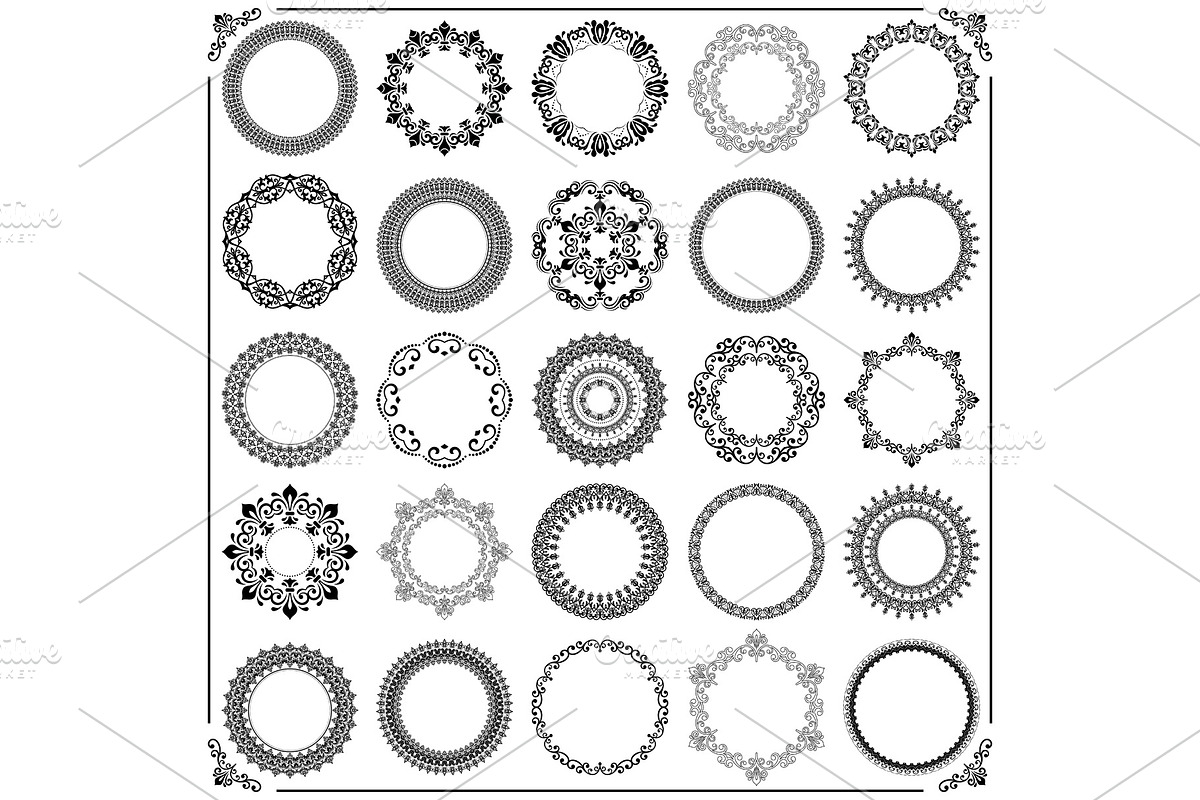 Vintage Set of Vector Round Elements, a Pattern Graphic by FineArtStudio (Photo 1 of 3)