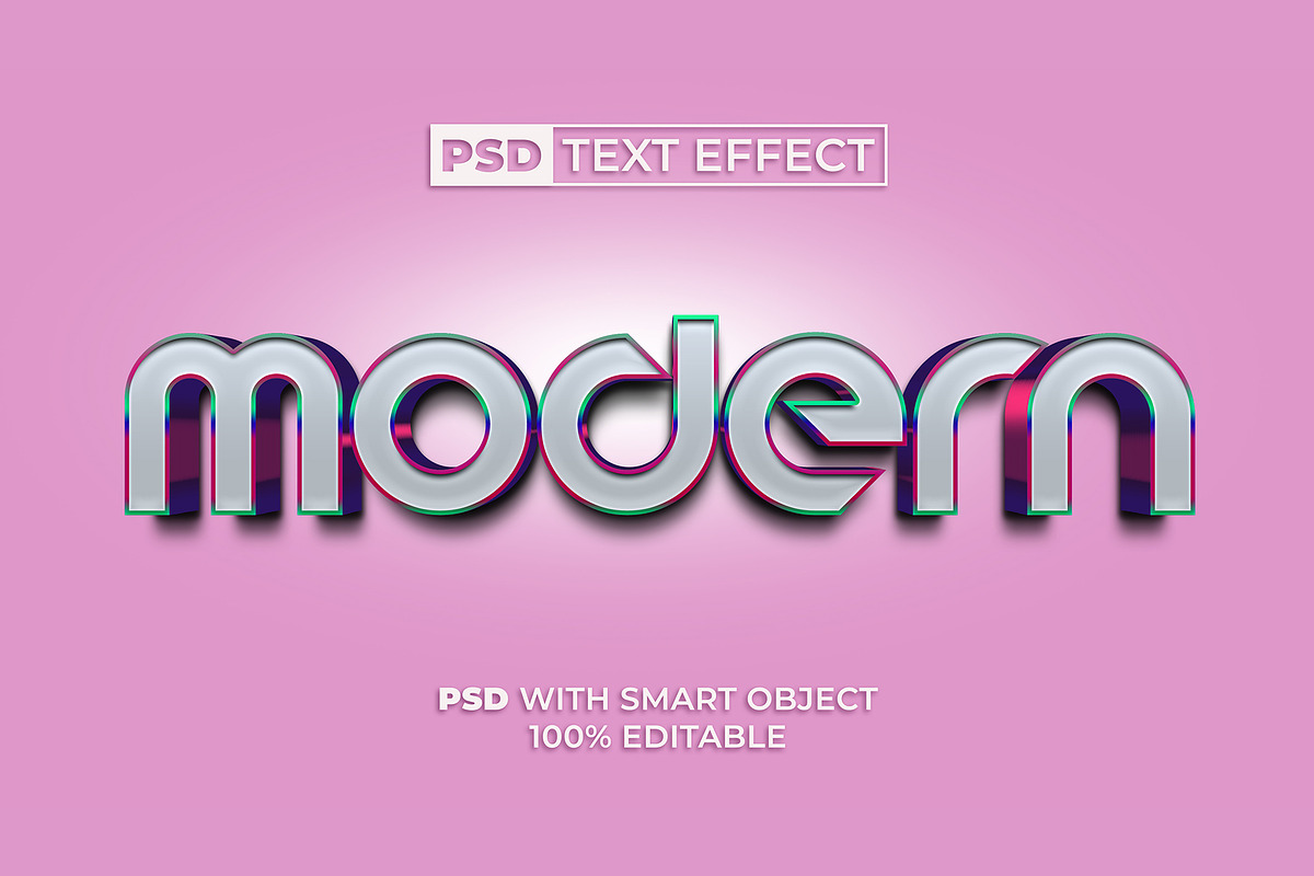 Modern Text Effect 3D Metal Style, a Layer Style Add-On by Mockmenot (Photo 1 of 2)
