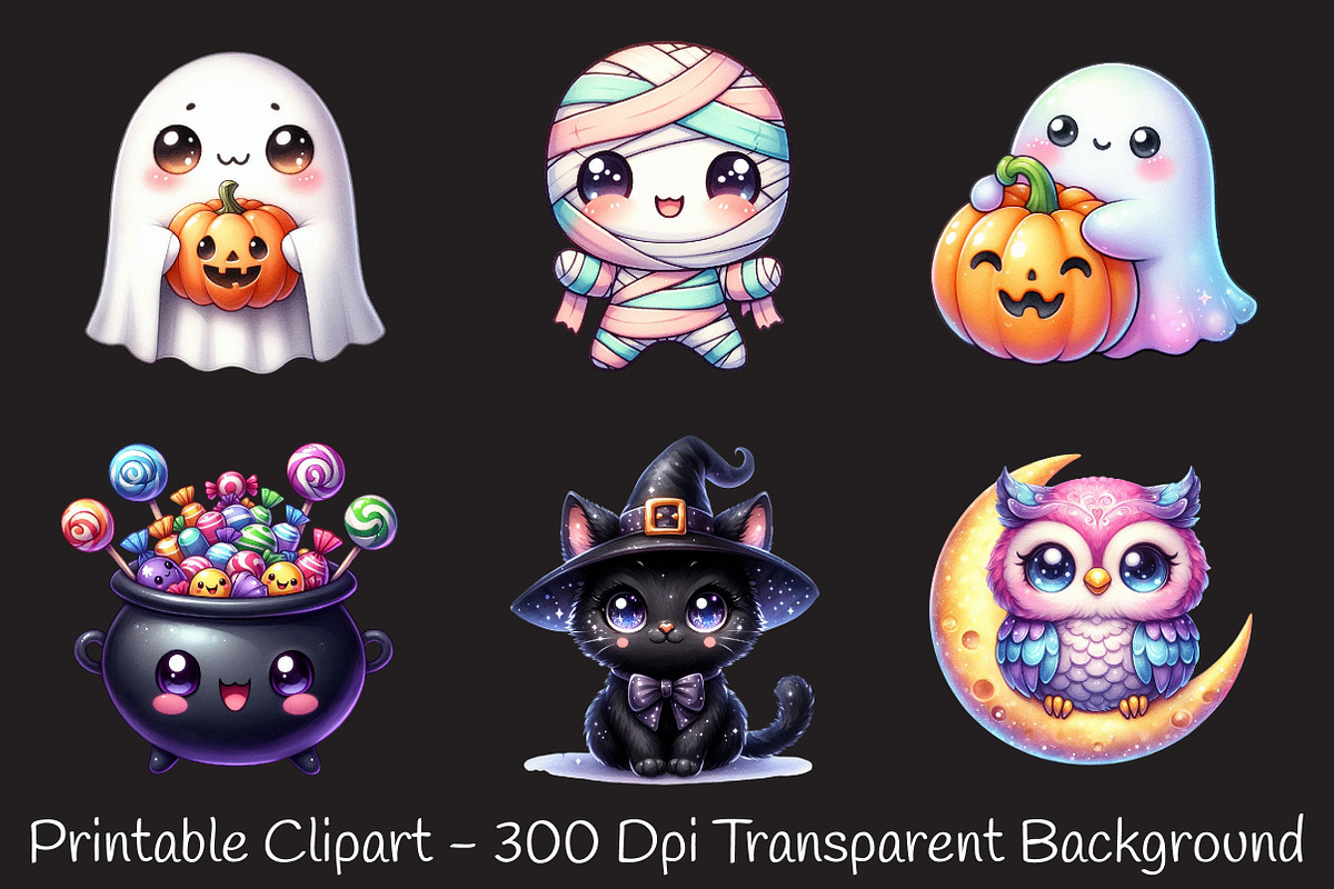 Kawaii Spooky Halloween Clipart, an Illustration by RobertsArt (Photo 2 of 7)