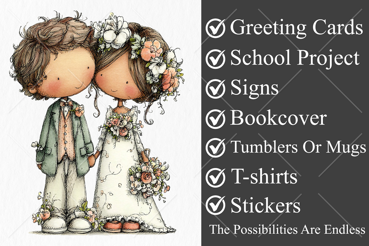 Watercolor Couple Clipart Bundle, a Seasonal Illustration by Canvas Craft (Photo 3 of 10)