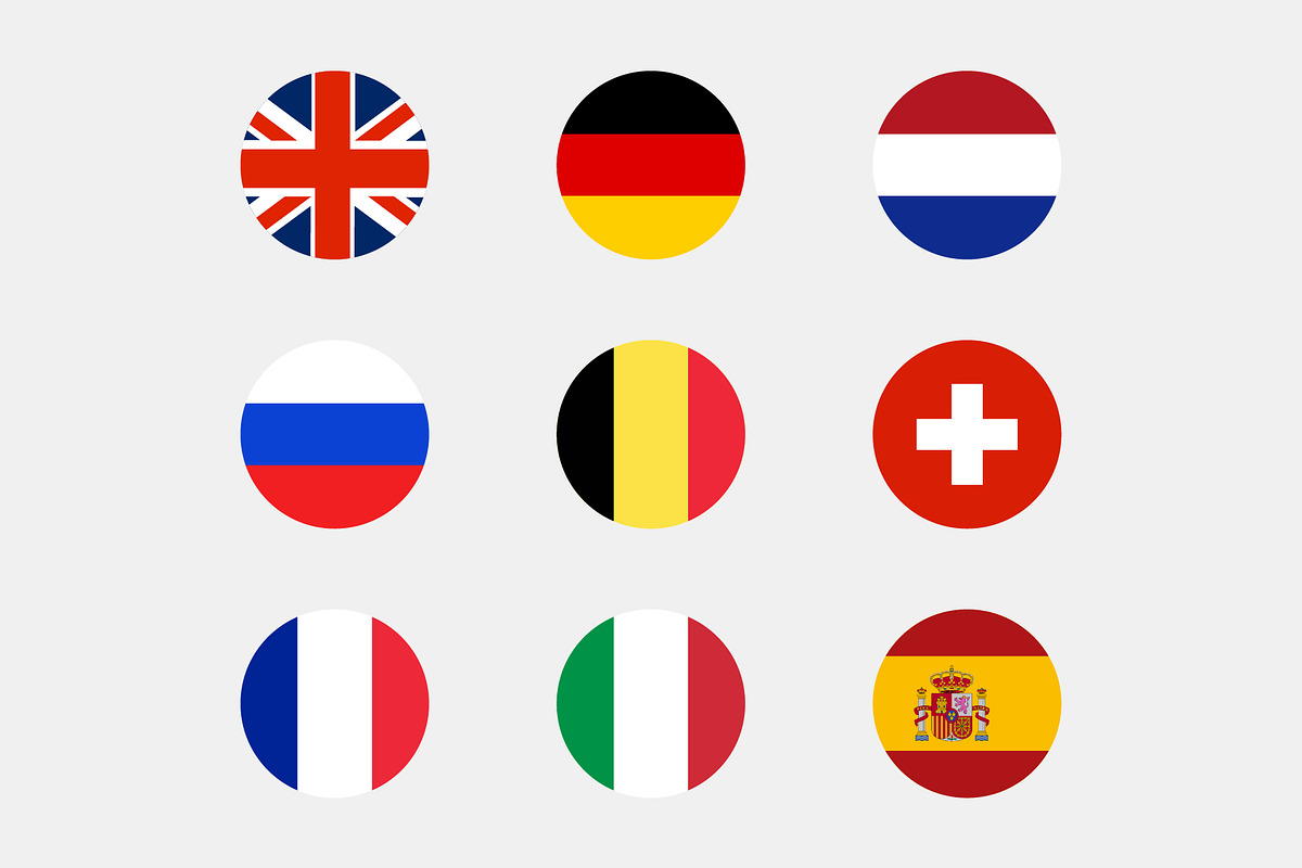 Set of Round European Flags Icons, a Solid Icon by Traudl's shop (Photo 1 of 2)