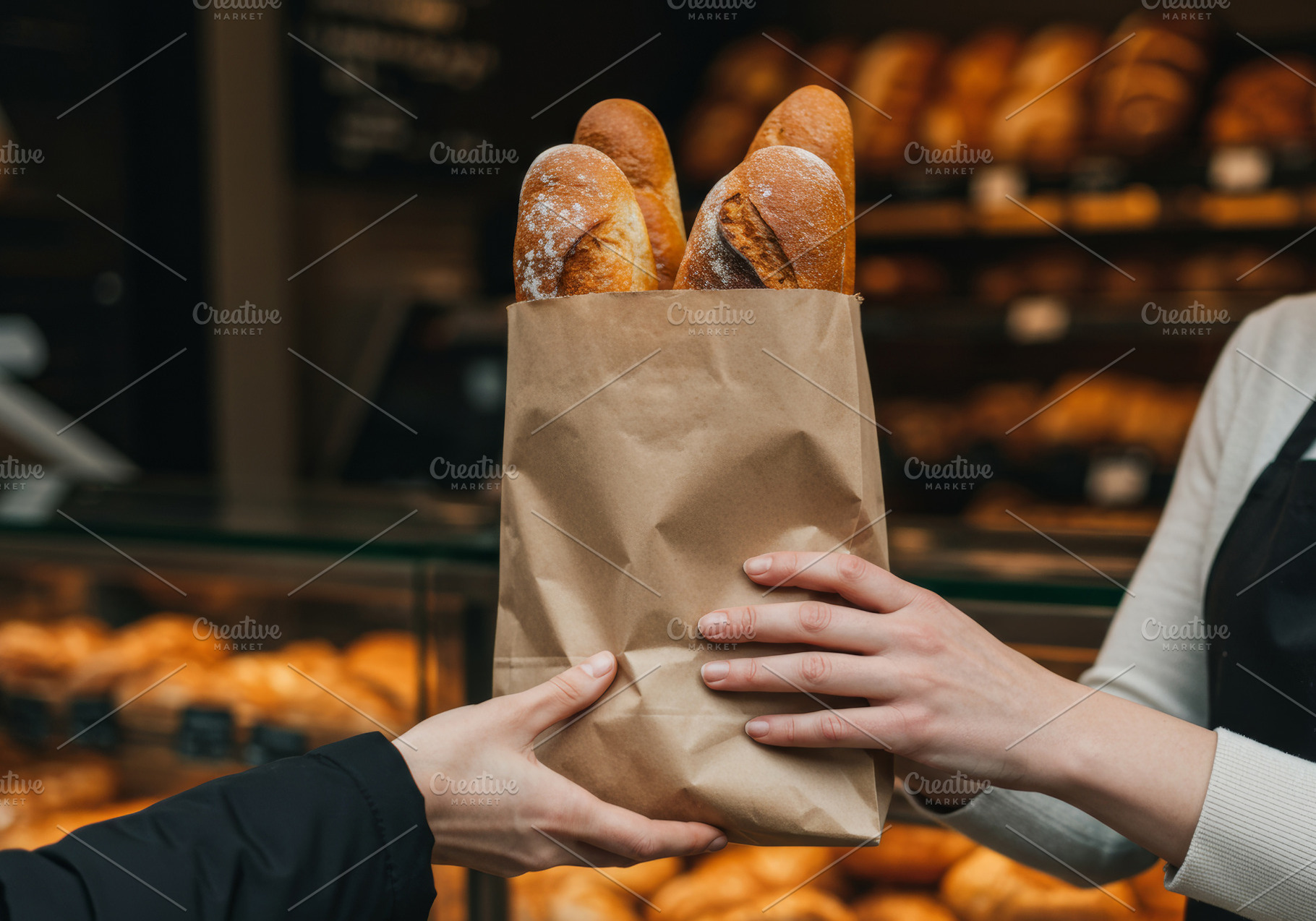 Fresh baguettes in a paper bag, a Food & Drink Photo by professorinc