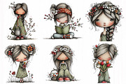 Whimsical Spring Girls Clipart, a Person Illustration by DreamCafeArt (Thumbnail 4 of 7)