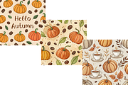 Vintage Pumpkin Coffee Digital Paper, a Pattern Graphic by FloridPrintables (Thumbnail 10 of 11)