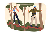 People climbing in rope park set, a Sport Illustration by Good Studio (Thumbnail 7 of 25)