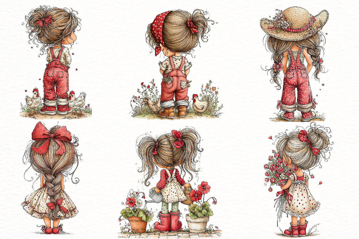Watercolor coquette farm girl Clipar, an Illustration by Designworld (Photo 3 of 8)