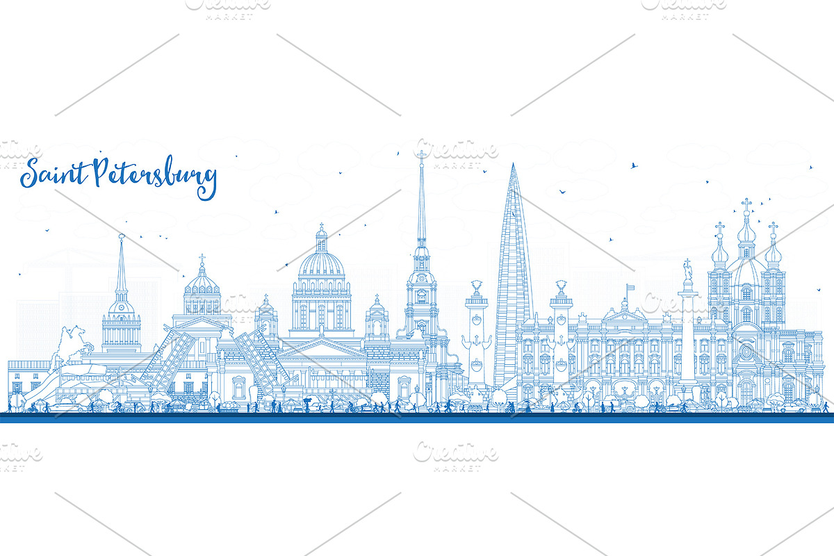 Outline Saint Petersburg Russia city, an Illustration by Booblgum (Photo 1 of 3)