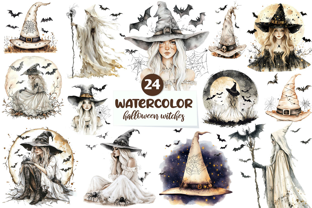 Halloween Witches Clipart, an Illustration by CreationArt (Photo 1 of 5)