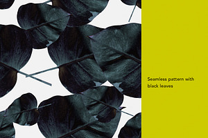 Seamless Pattern With Black Leaves