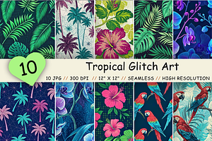 Tropical Glitch Art Seamless Pattern, a Pattern Graphic by FloridPrintables