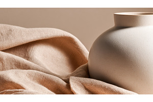 Minimalist Ceramic Vase with Beige, an Abstract Photo by Lermont51