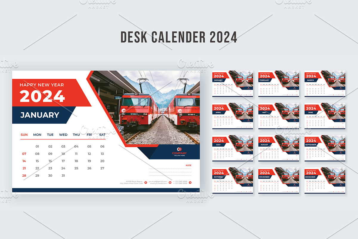 2024 Calendar Design Template, a Stationery Template by salahuddinuix
