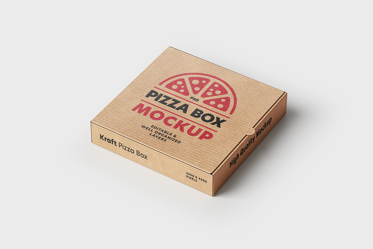 Kraft Pizza Delivery Box Mockup, a Packaging Mockup by Xtrahive