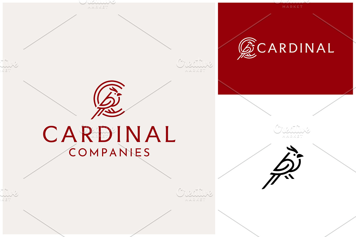 Letter C Cardinal Bird Line Art logo, a Branding & Logo Template by Enola99d