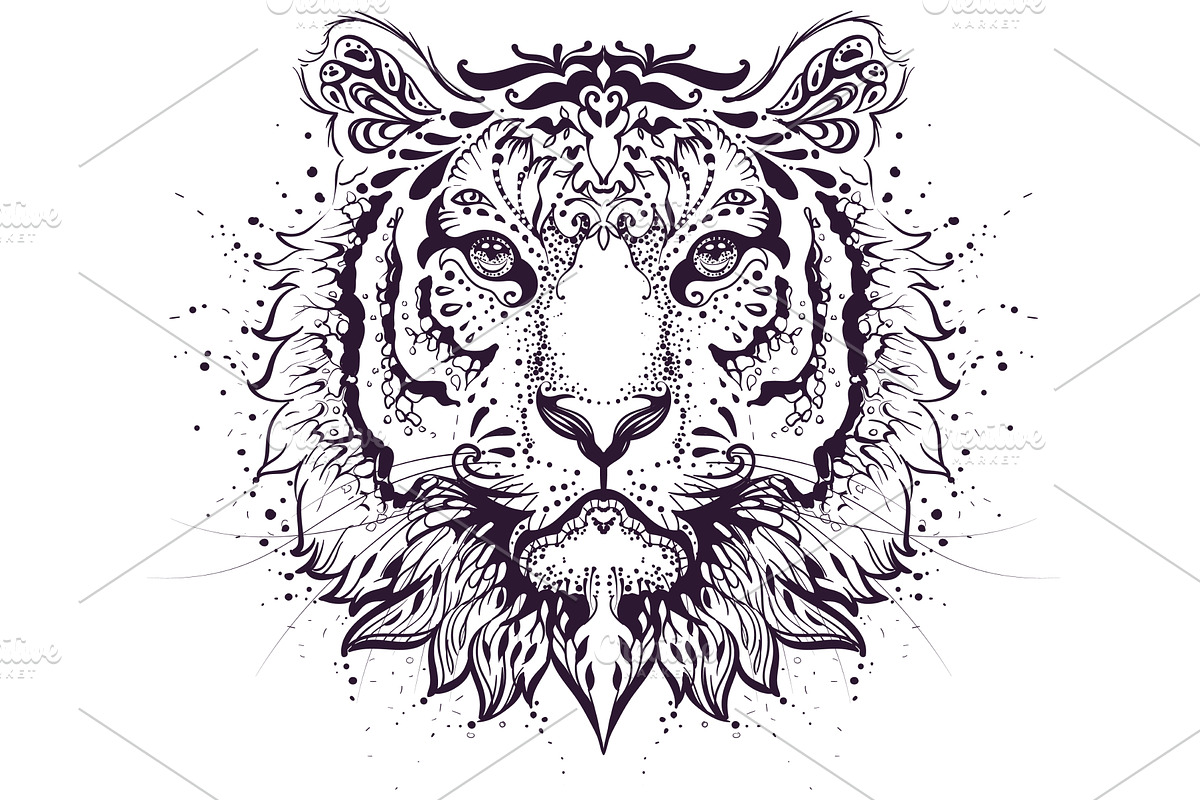 Tiger head abstract pattern symbol, an Animal Illustration by orensila