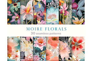 Moire Floral Seamless Patterns