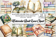 Watercolor Book Lover Clipart Bundle, an Illustration by DreamPrint404 (Thumbnail 1 of 7)