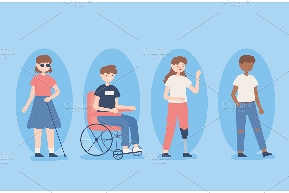 diverse young people, set, a Person Illustration by studiogstock
