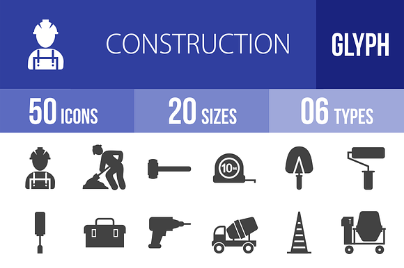 50 Construction Glyph Icons