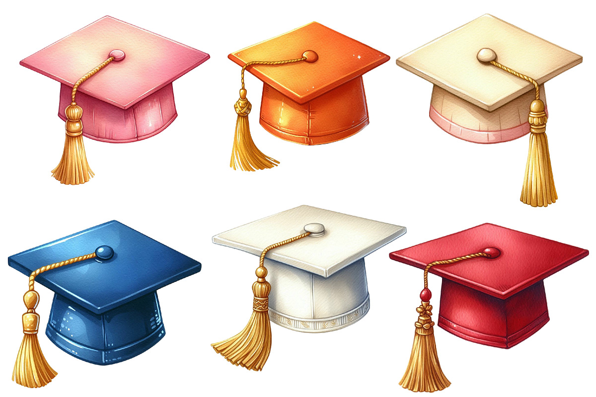 Colorful Graduation Cap Clipart PNG, an Illustration by Designworld (Photo 2 of 5)
