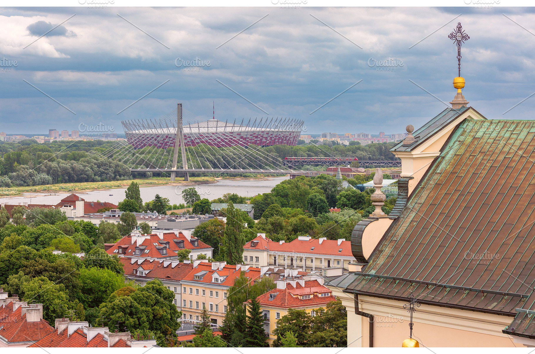 National Stadium and Vistula River, an Architecture Photo by kavalenkava