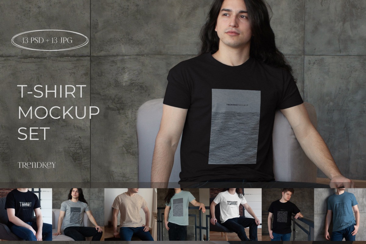 REALISTIC MALE T-SHIRT MOCKUP BUNDLE, a Shirt Mockup by TrendkeyMockups (Photo 1 of 7)