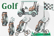 Golf watercolor clipart, a Sport Illustration by FITALARTSNEDIGI (Thumbnail 3 of 6)